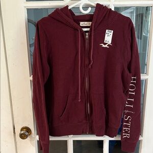 Hollister Burgundy Zip-Up Hoodie